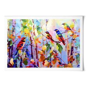 Colourful Birds Chirping Art Print