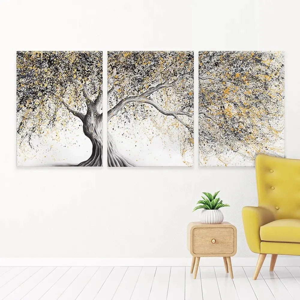 Golden Onyx Tree Trio Canvas Print
