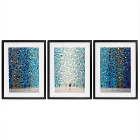 Umbrellas At Night Framed Art Print Trio