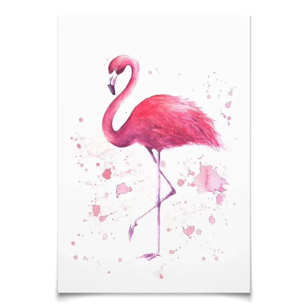 Pink Watercolour Flamingo Art Print