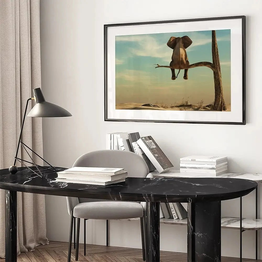 Sitting Elephant Framed Art Print