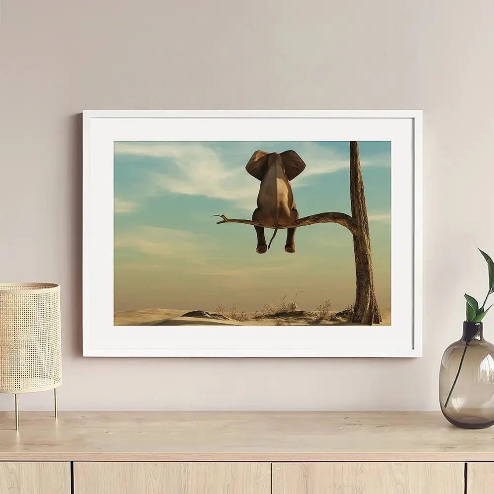 Sitting Elephant Framed Art Print