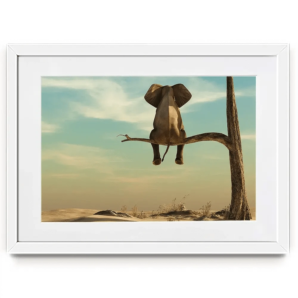 Sitting Elephant Framed Art Print