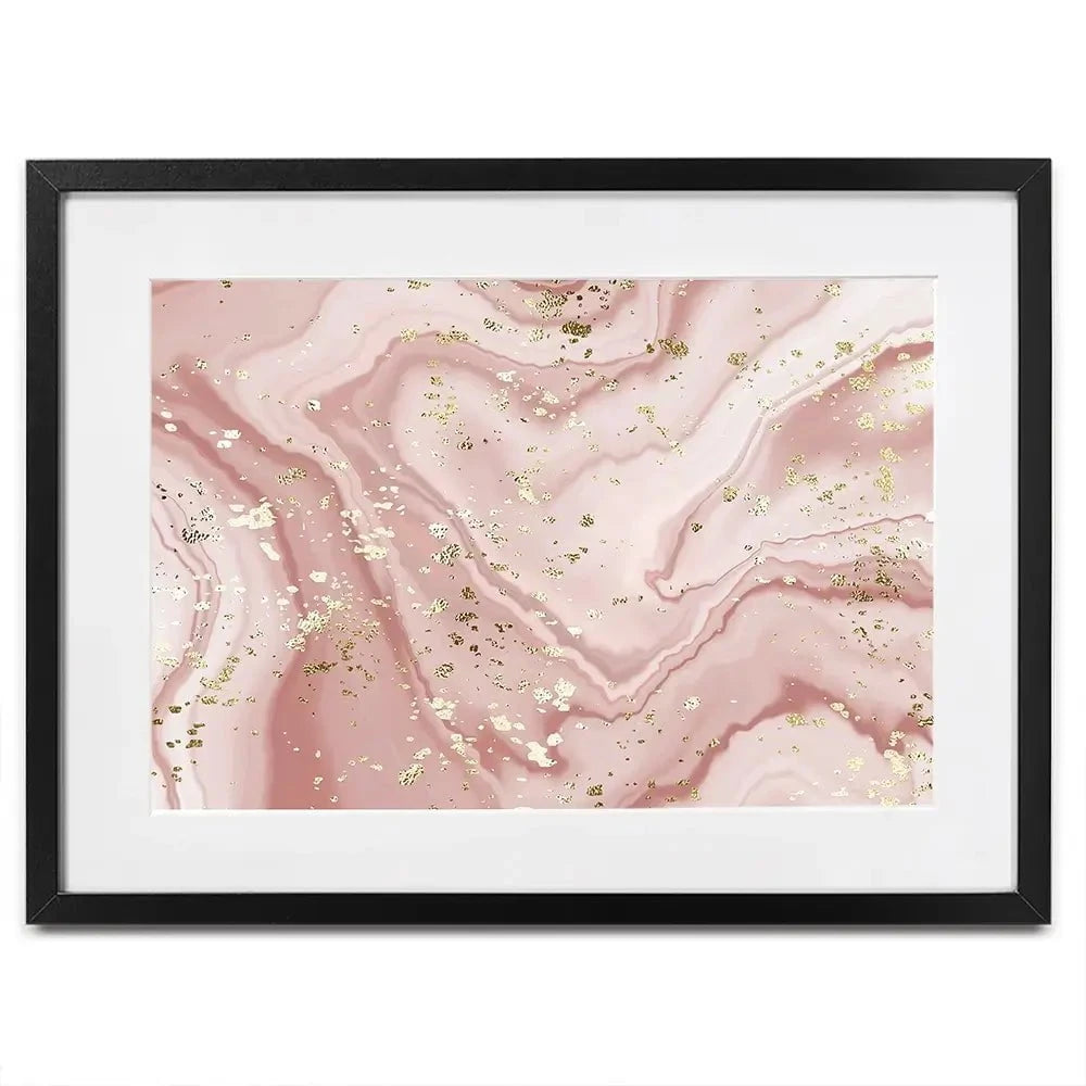 Rose Marble Speckles Framed Art Print