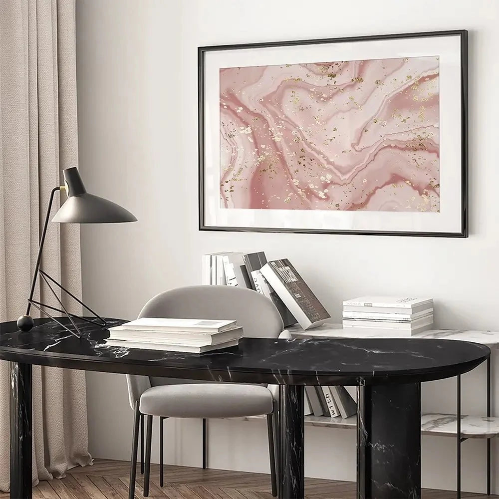 Rose Marble Speckles Framed Art Print