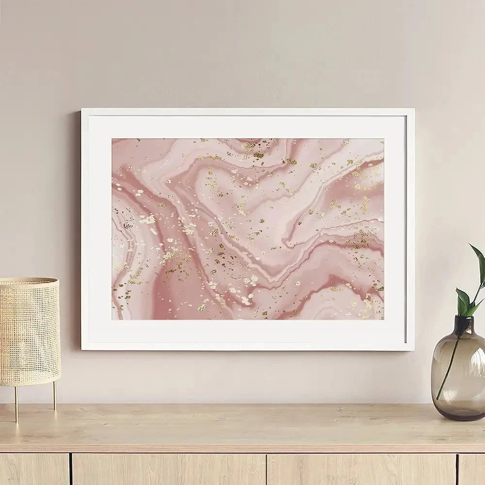 Rose Marble Speckles Framed Art Print