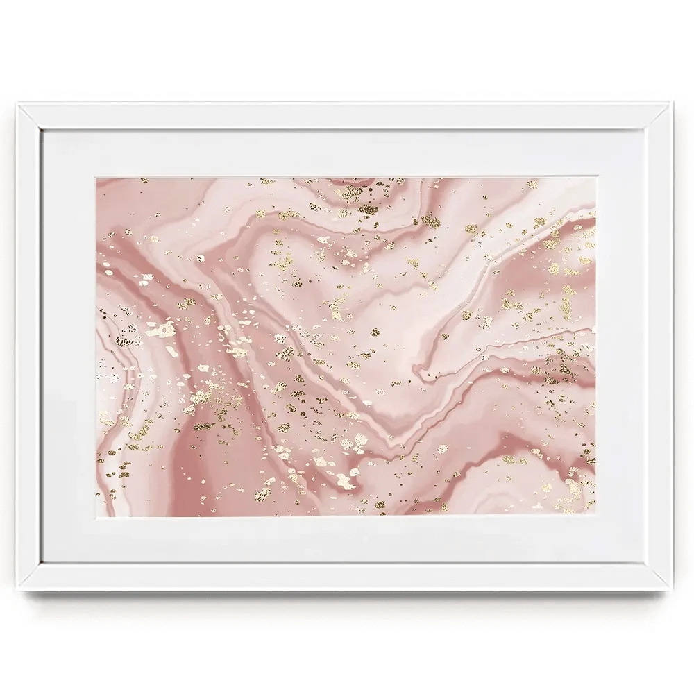 Rose Marble Speckles Framed Art Print
