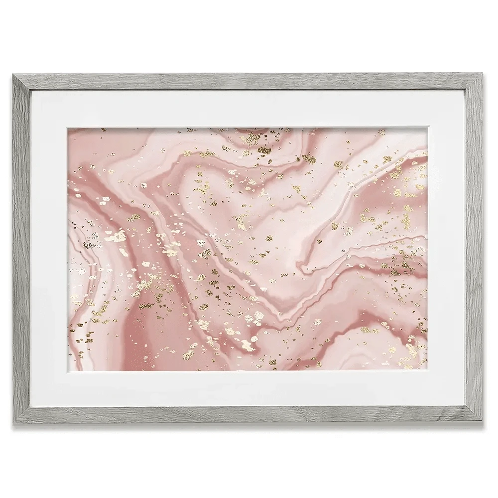 Rose Marble Speckles Framed Art Print