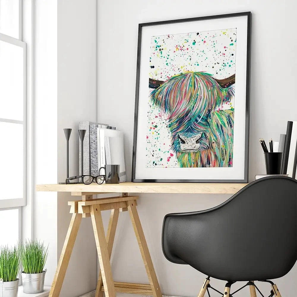 Highland Cow Roland Framed Art Print
