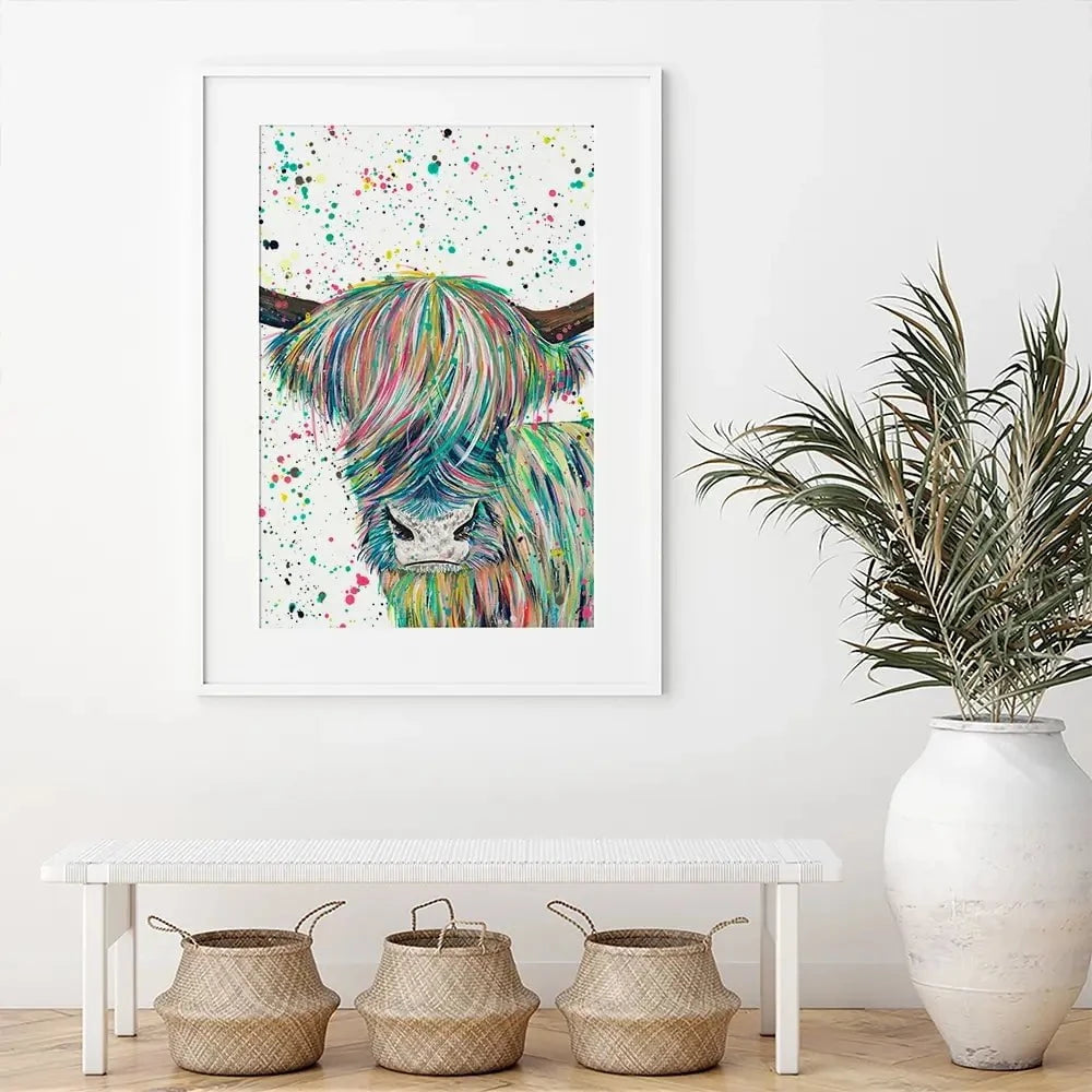 Highland Cow Roland Framed Art Print