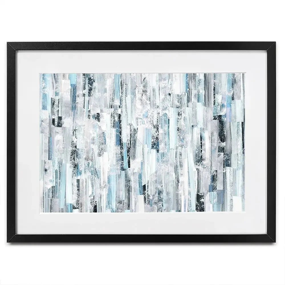 White And Blue Stripes Framed Art Print