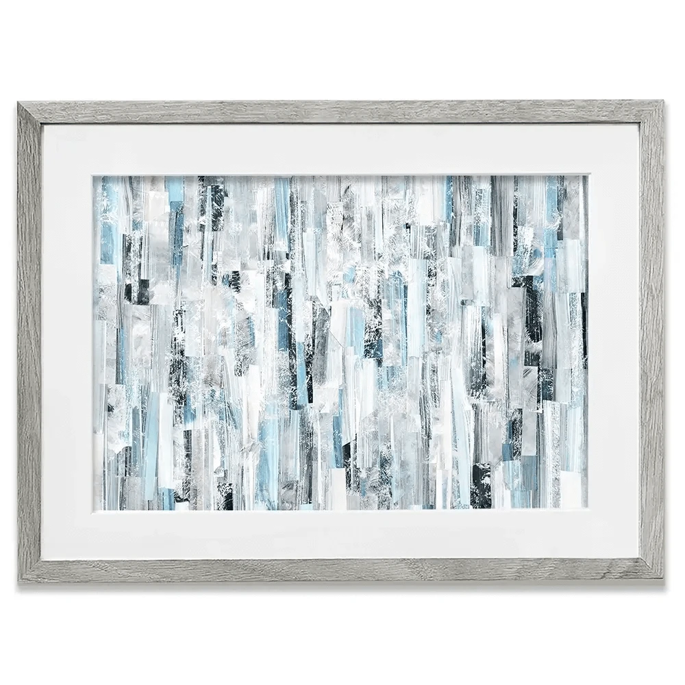 White And Blue Stripes Framed Art Print