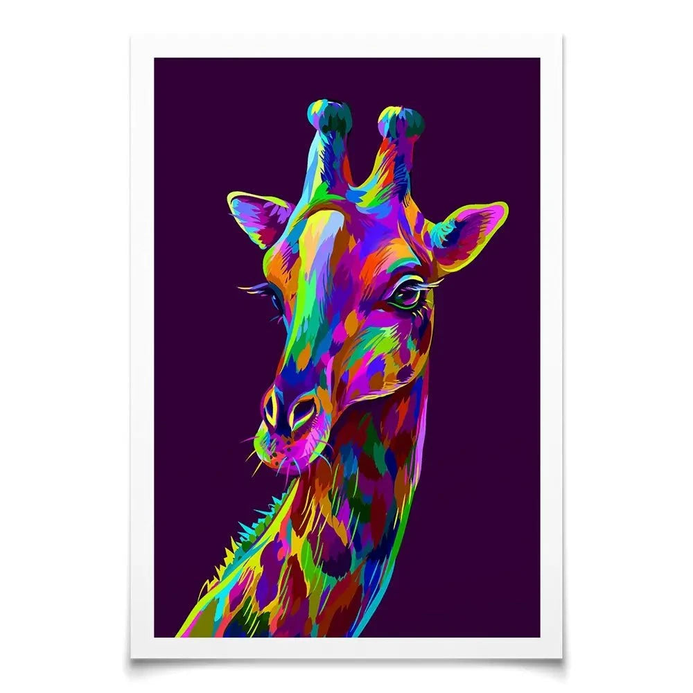 Neon Giraffe Art Print