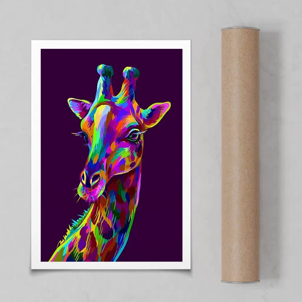 Neon Giraffe Art Print