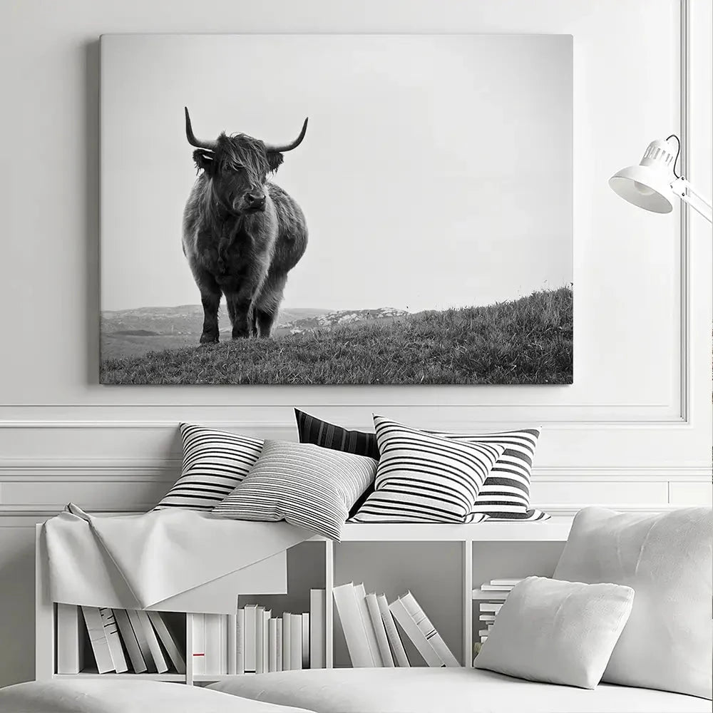 Highland Cow In The Distance Canvas Print