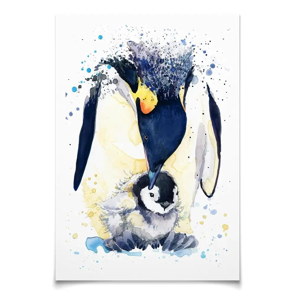 Penguin Paint Splash Art Print