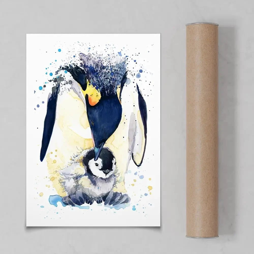 Penguin Paint Splash Art Print