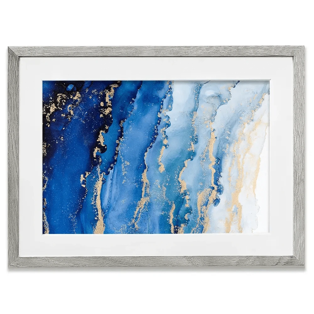 Blue Ombre Marble Framed Art Print