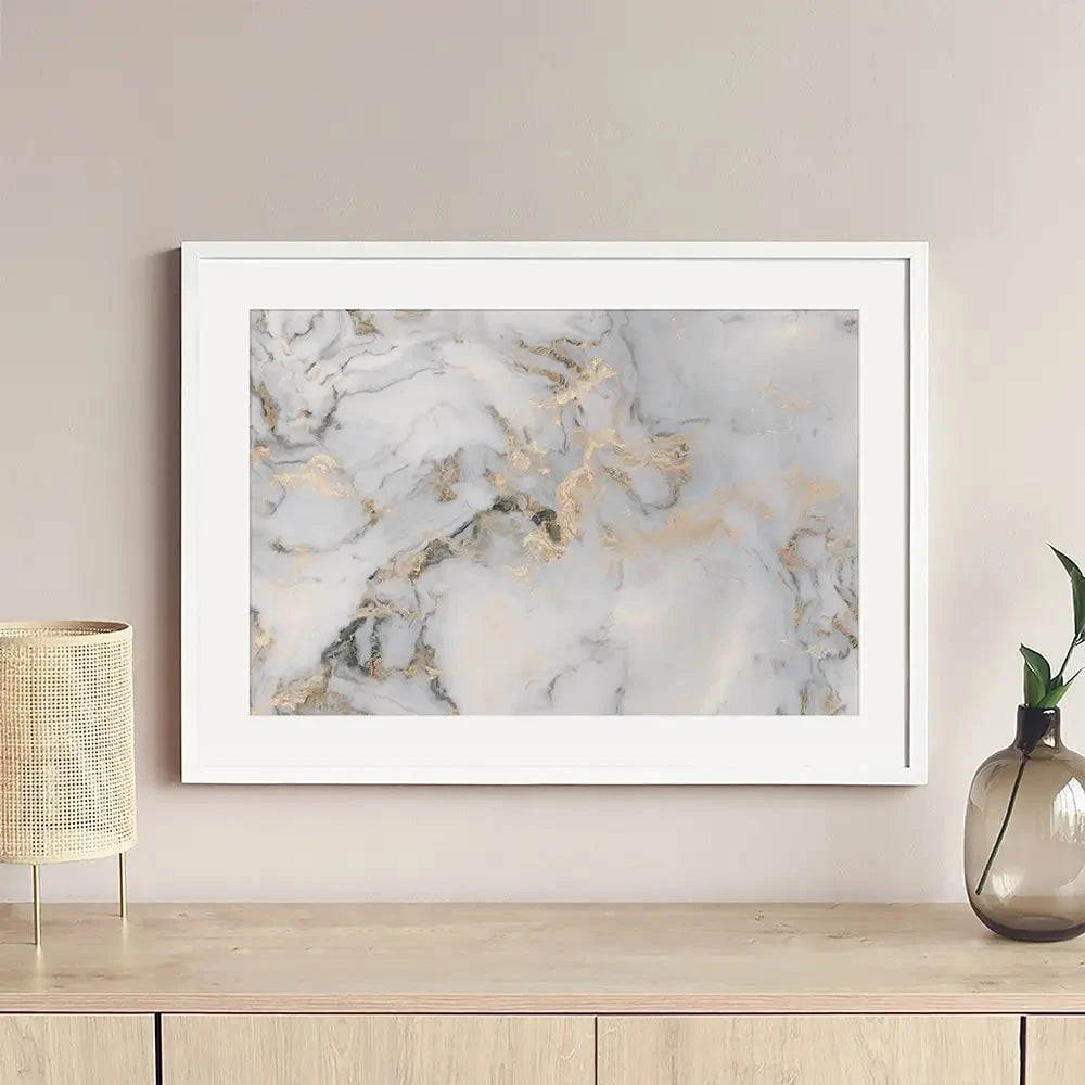 Marble Effect Framed Art Print