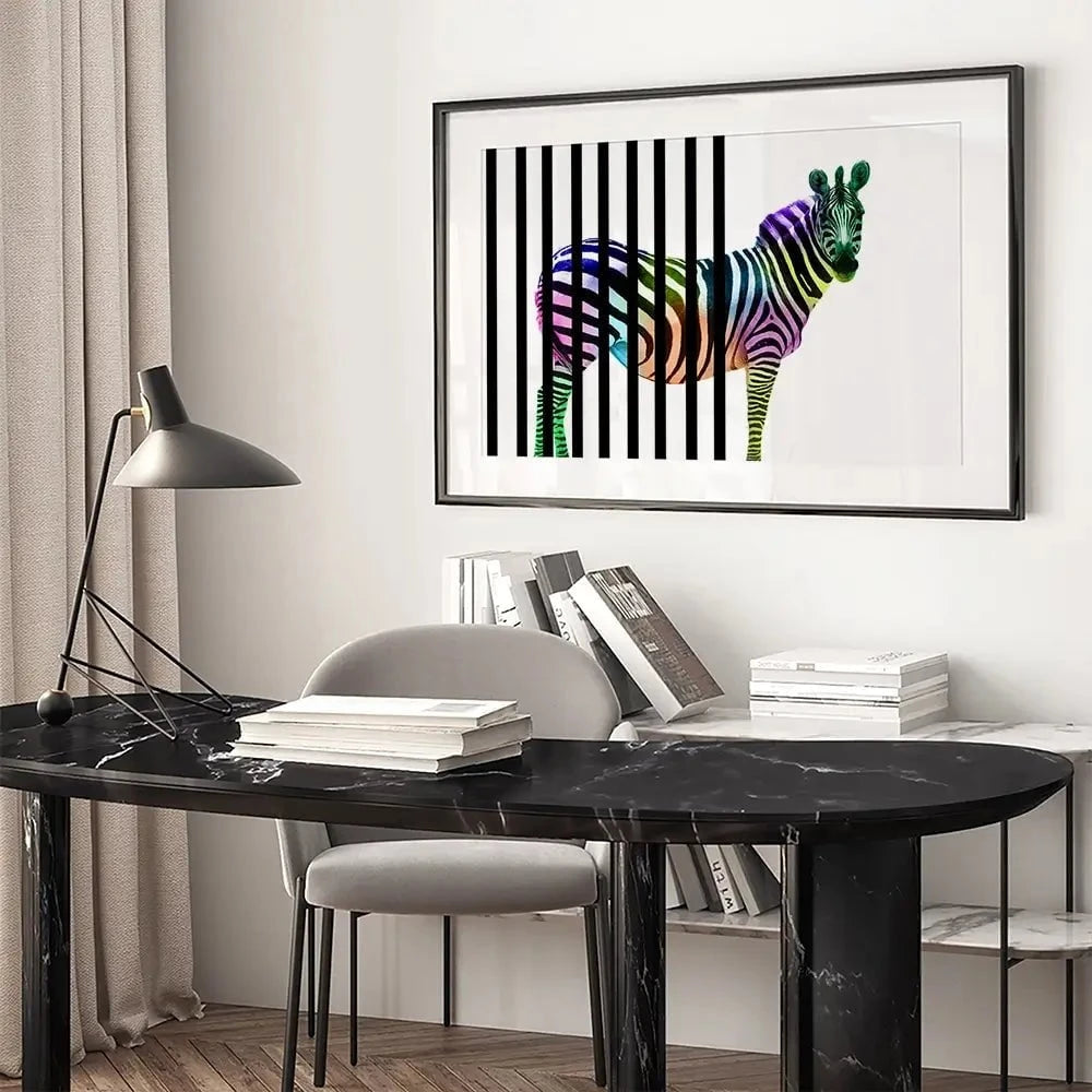 Zebra Behind Bars Framed Art Print