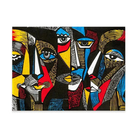 Linocut Faces Canvas Print