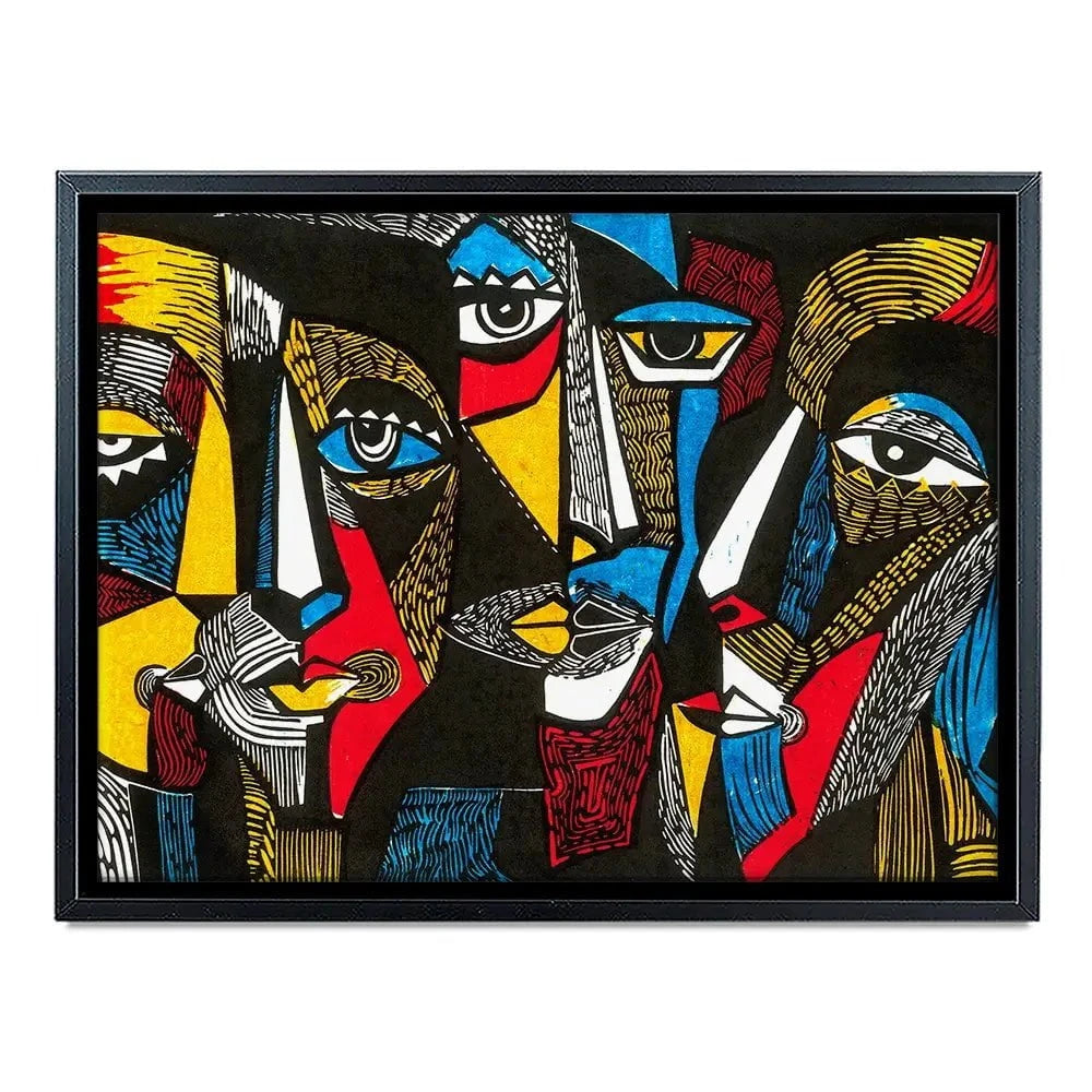 Linocut Faces Canvas Print