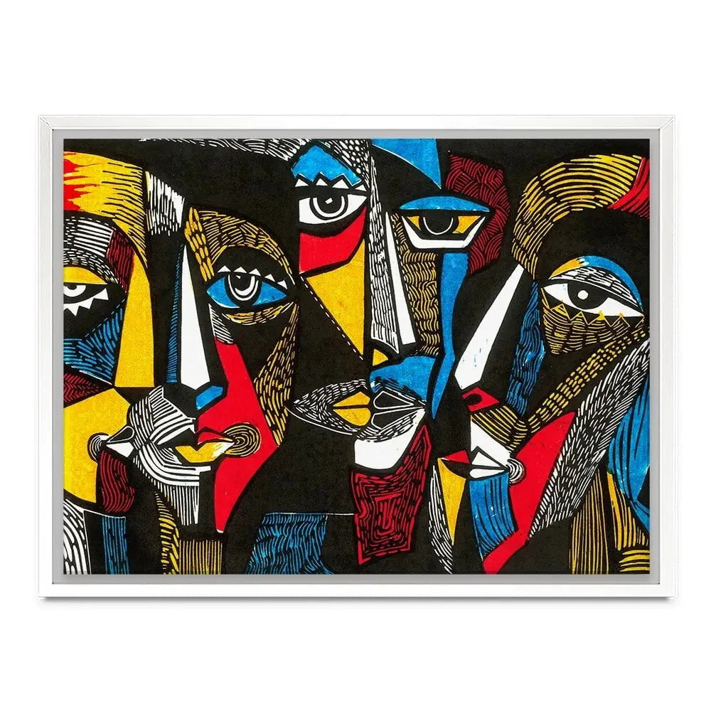 Linocut Faces Canvas Print