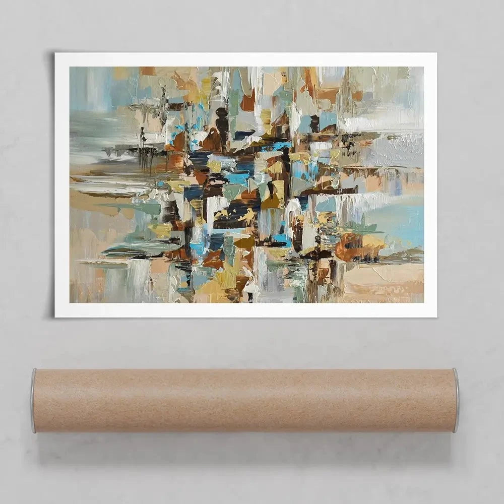 Blue Brown Abstract Art Print