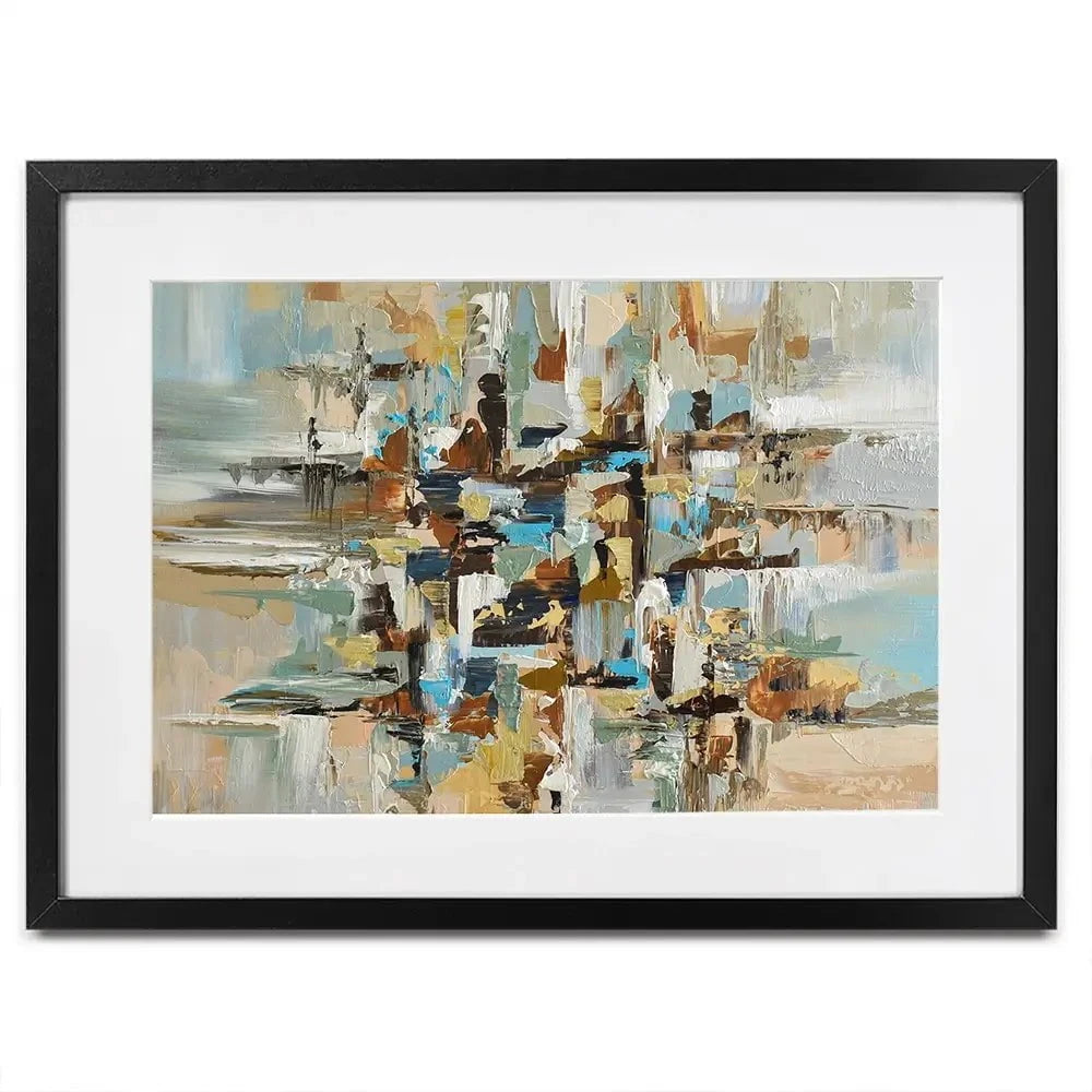 Blue Brown Abstract Framed Art Print