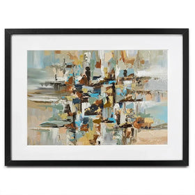 Blue Brown Abstract Framed Art Print