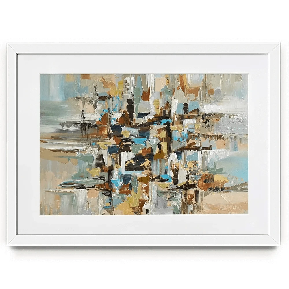 Blue Brown Abstract Framed Art Print