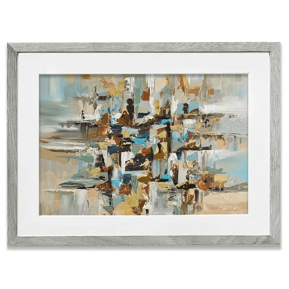 Blue Brown Abstract Framed Art Print