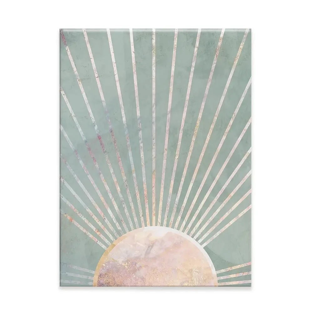 Boho Sun Pale Green 2 Canvas Print