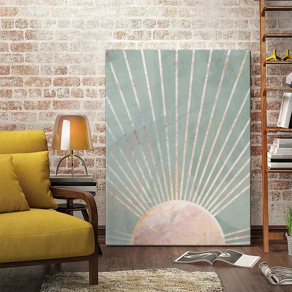 Boho Sun Pale Green 2 Canvas Print