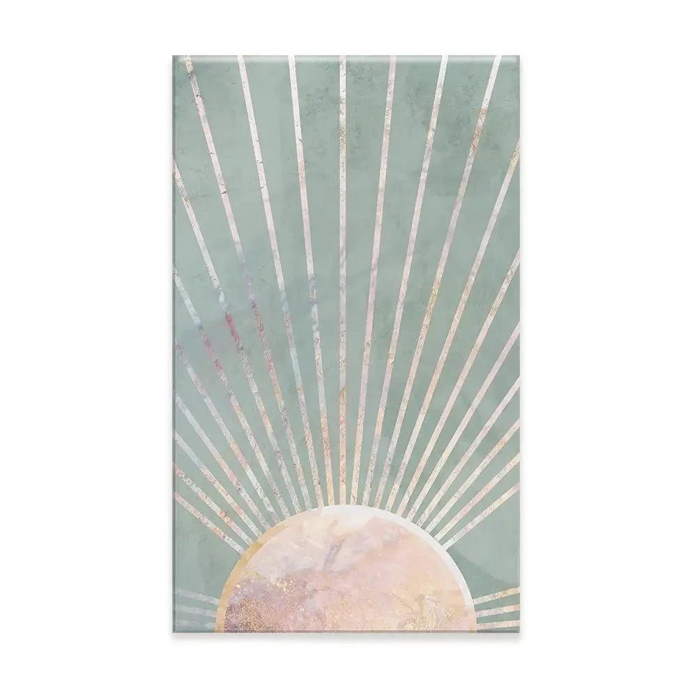 Boho Sun Pale Green 2 Canvas Print