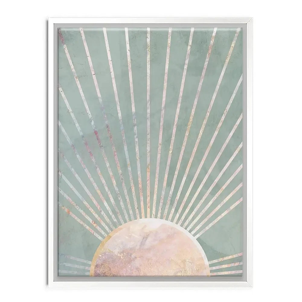 Boho Sun Pale Green 2 Canvas Print