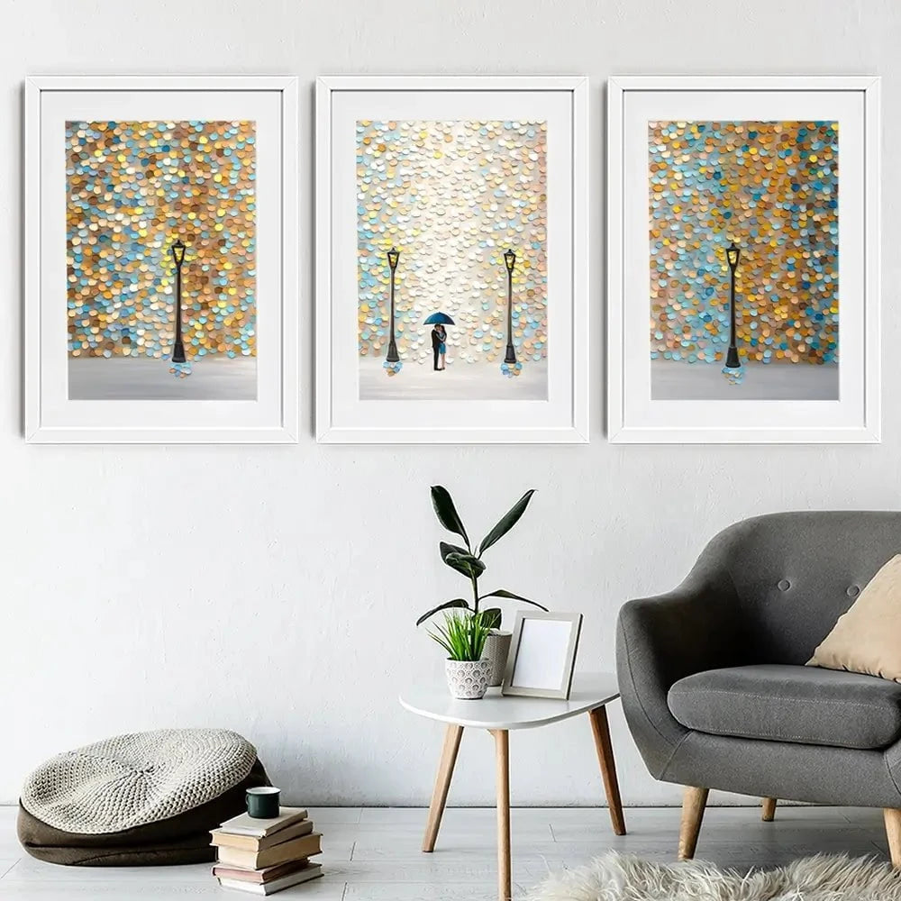 Kiss Under The Golden Rain Framed Art Print Trio