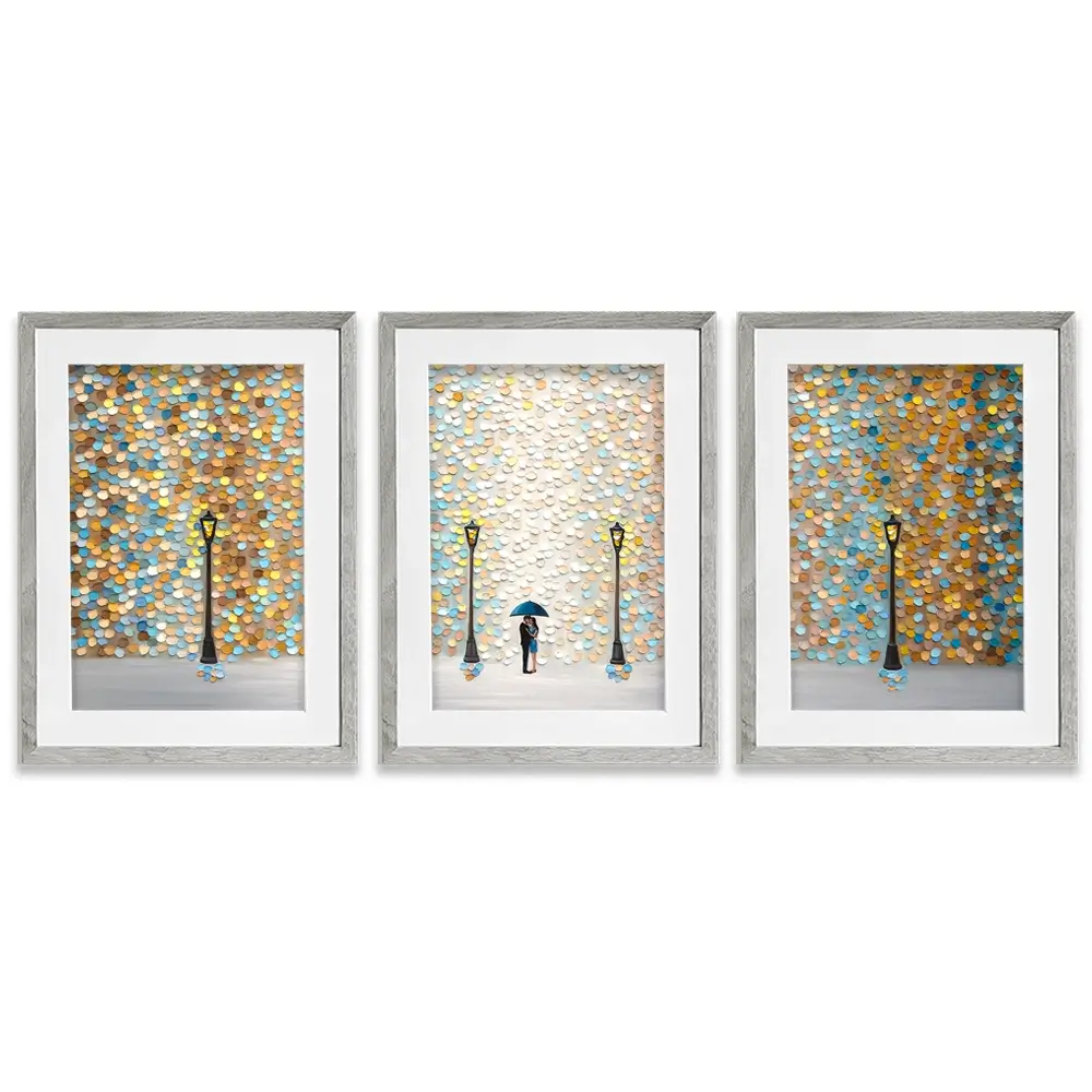 Kiss Under The Golden Rain Framed Art Print Trio
