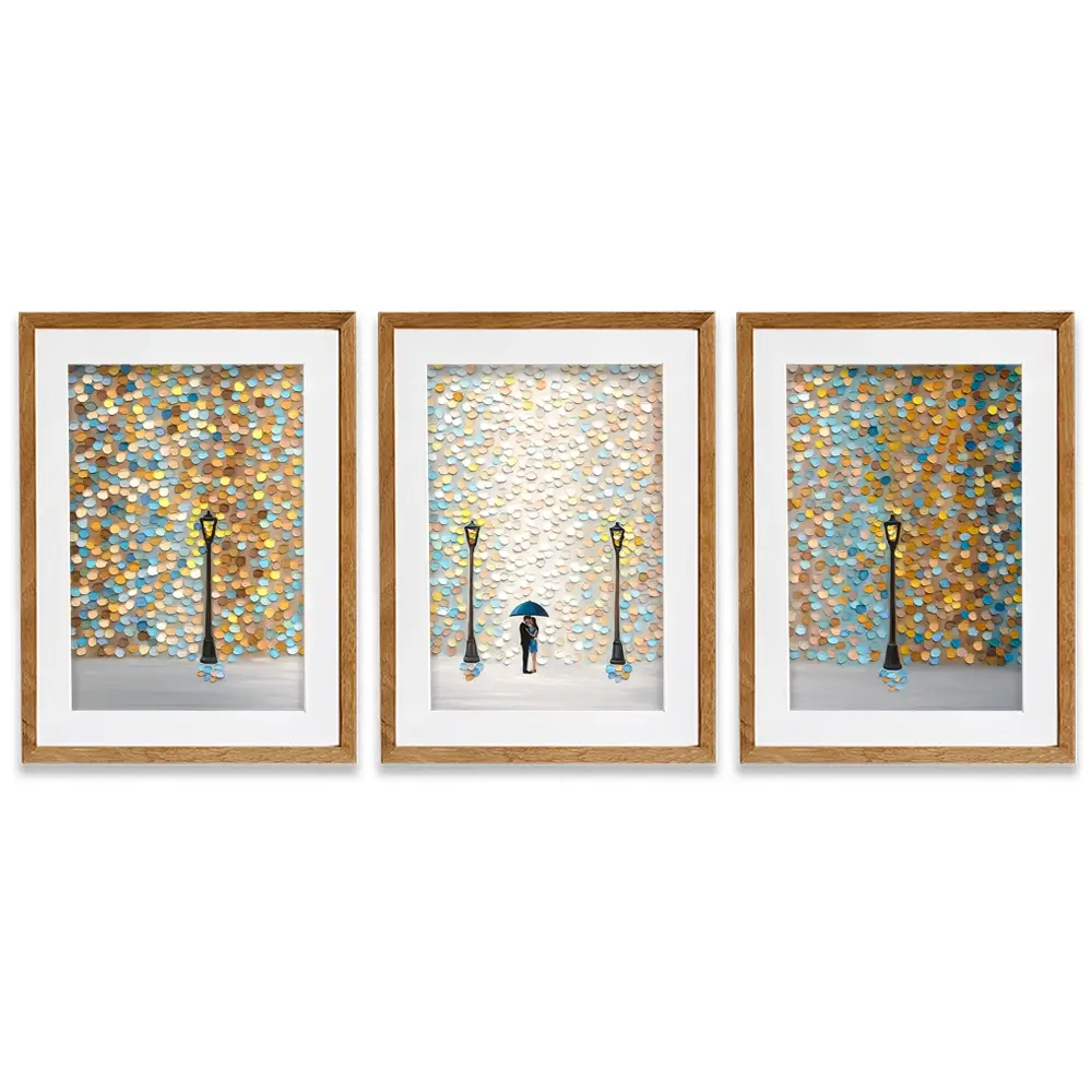 Kiss Under The Golden Rain Framed Art Print Trio