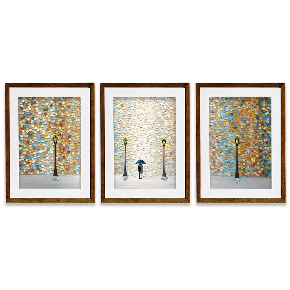 Kiss Under The Golden Rain Framed Art Print Trio