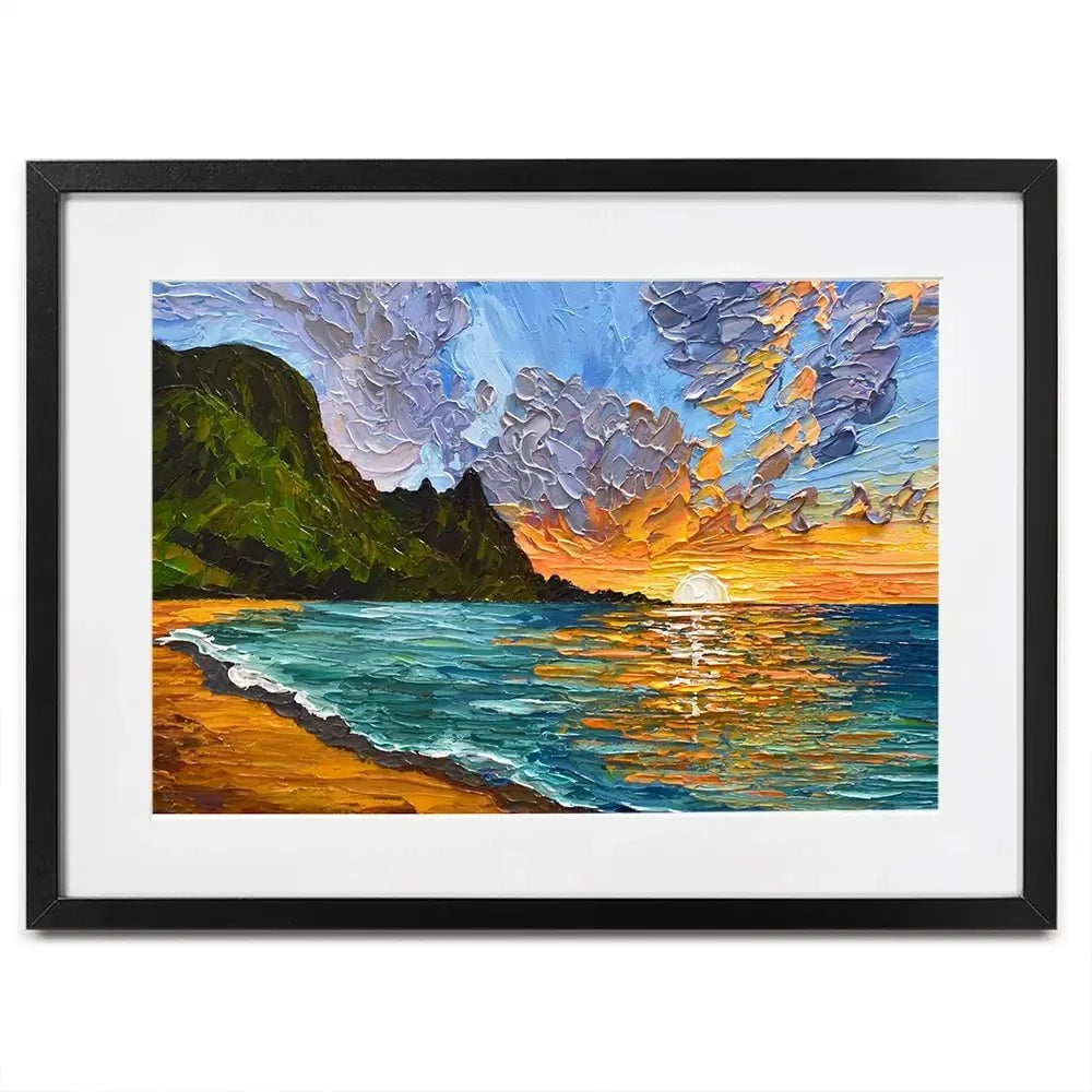 Vibrant Mountain Sunset Framed Art Print
