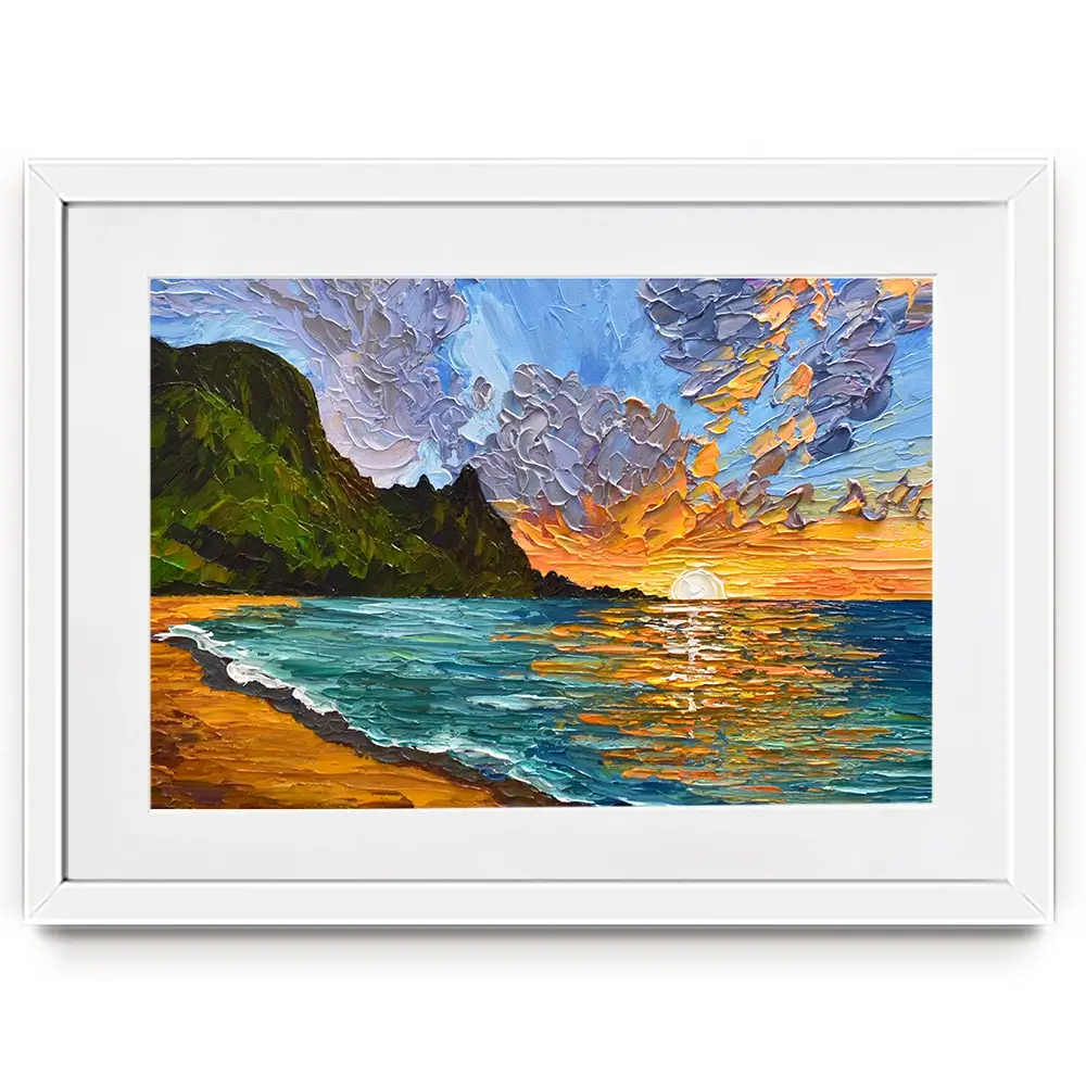 Vibrant Mountain Sunset Framed Art Print