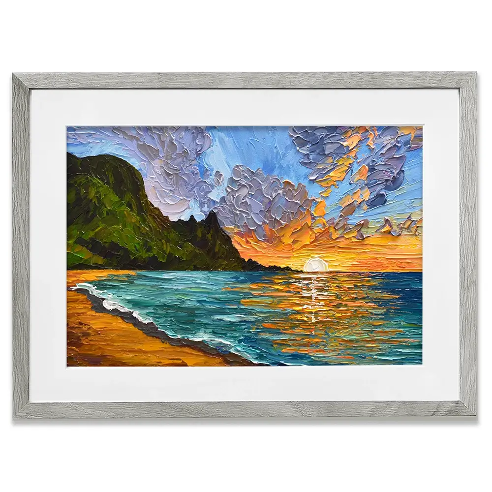 Vibrant Mountain Sunset Framed Art Print