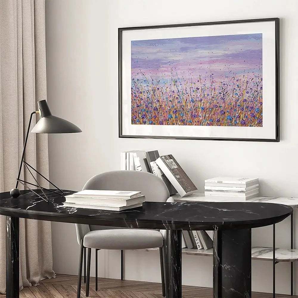 Purple Flower Field Framed Art Print
