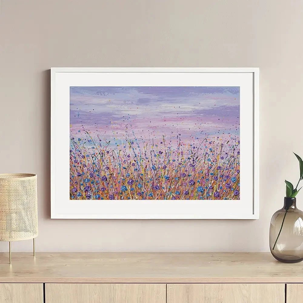 Purple Flower Field Framed Art Print