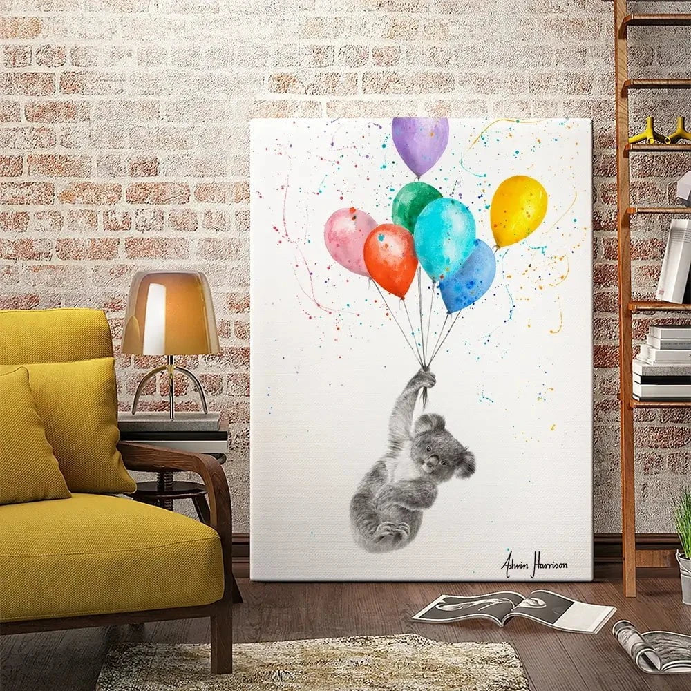 The Koala And The Balloons Canvas Print