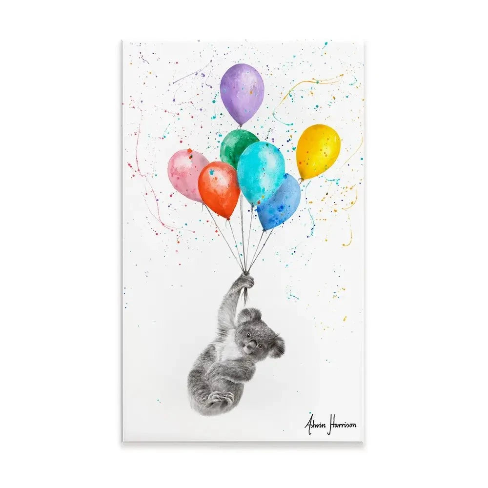 The Koala And The Balloons Canvas Print