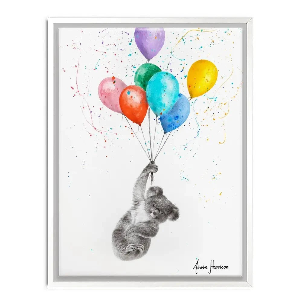 The Koala And The Balloons Canvas Print