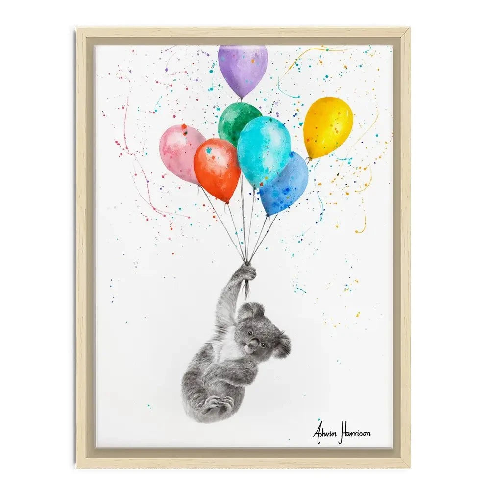 The Koala And The Balloons Canvas Print