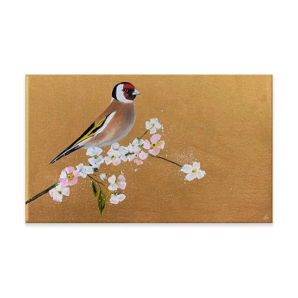 Goldfinch On Cherry Blossom Canvas Print